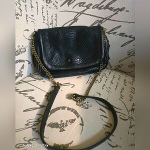 Minelli Paris Blk Leather Python Bag NWOT